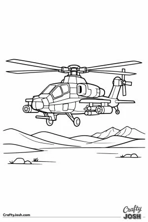 Military attack helicopter desert flight