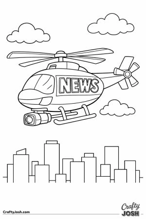 News helicopter over city skyline