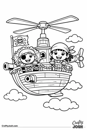 Pirate ship helicopter airship