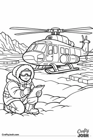 Polar research helicopter arctic landscape
