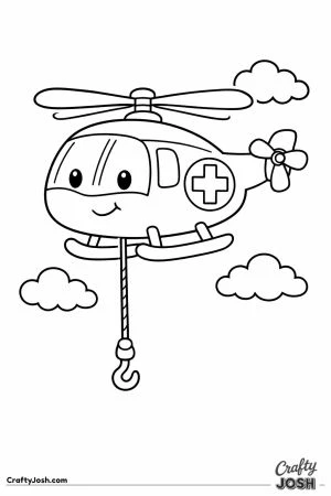Rescue helicopter with dangling rope