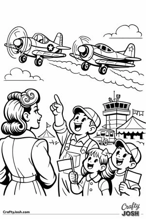 Retro airshow crowd scene