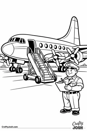 Retro cartoon airliner tarmac