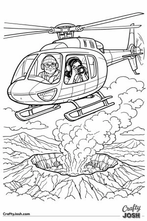 Tourist helicopter over volcano