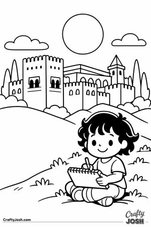 Alhambra palace granada child sketching
