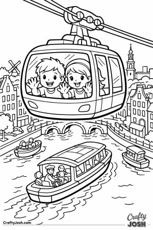 Amsterdam canal cable car children