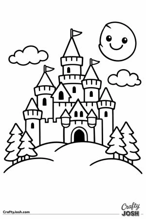 Bavarian fairy tale castle moonlit simple