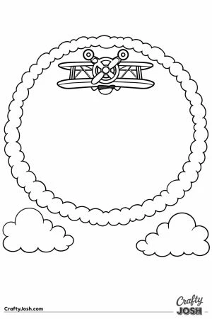 Biplane doing a loop with a circular smoke trail