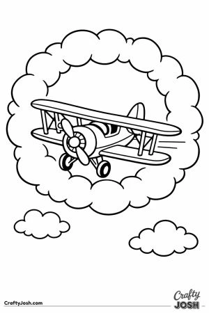 Biplane flying through a cloud hoop