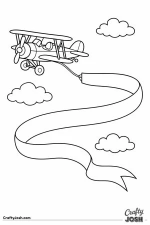 Biplane flying with a long forked pennant flag