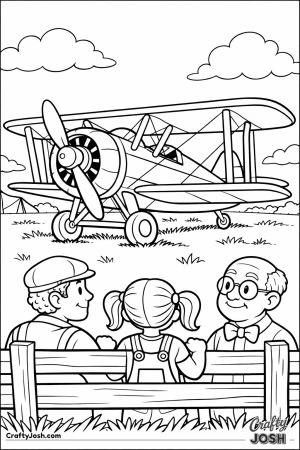 Biplane parked with three spectators watching from a fence