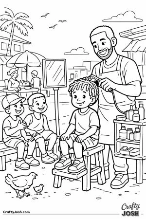 Boy getting haircut at accra street barber
