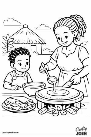 Boy helping mother make injera ethiopia