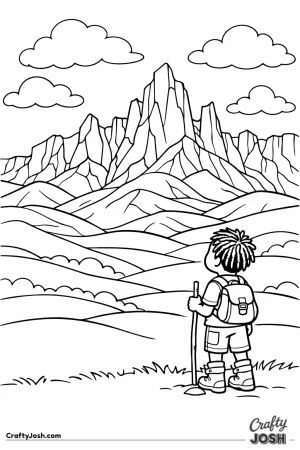 Boy hiking at drakensberg mountain base