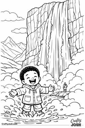 Boy laughing in spray at tugela falls