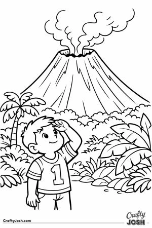Boy looking up at nyiragongo volcano cone
