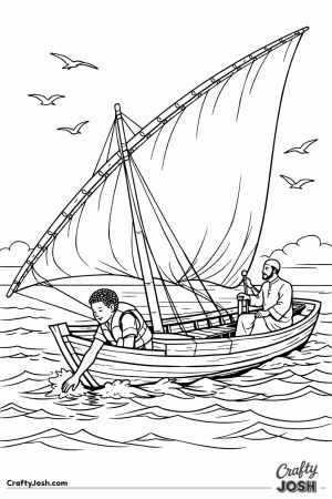 Boy on dhow sailing off kenya coast