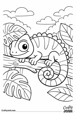 Chameleon on branch looking at viewer