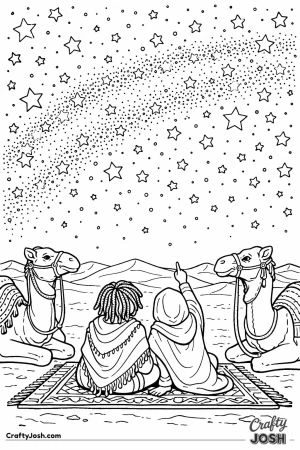 Children stargazing in sahara desert night