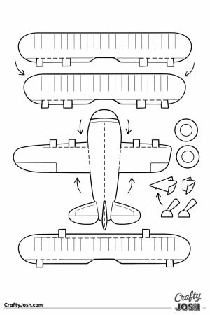Cut out craft sheet biplane for kids to assemble