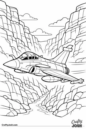 Dassault rafale flying through a rocky canyon
