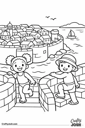 Dubrovnik old city walls children swimming