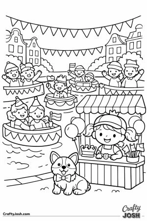 Dutch kings day canal party child