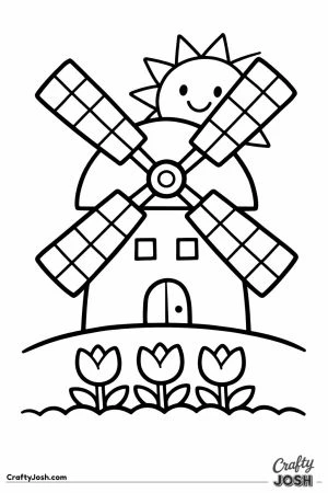 Dutch windmill tulips simple toddler