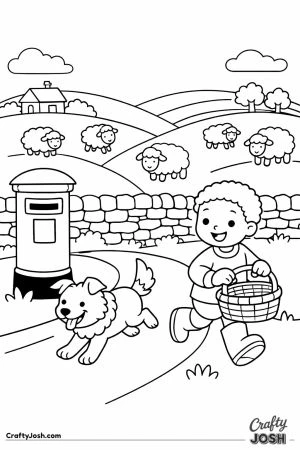 English countryside child sheepdog