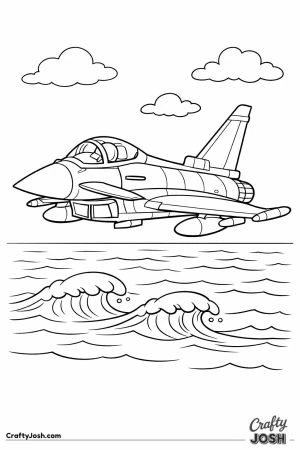 Eurofighter typhoon flying low over ocean waves