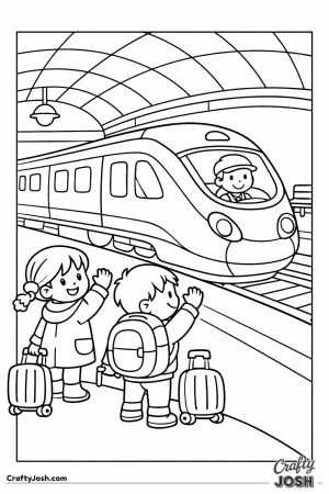 Eurostar train station children suitcases