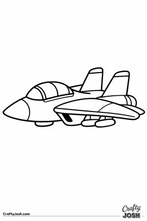 F 14 tomcat cartoon side view with wings out for toddlers