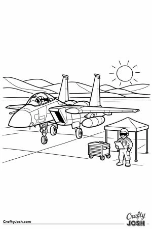 F 15 eagle parked at desert airfield with dune horizon