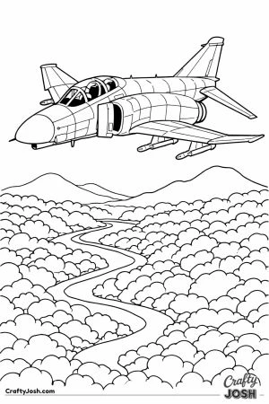 F 4 phantom ii flying low over jungle landscape