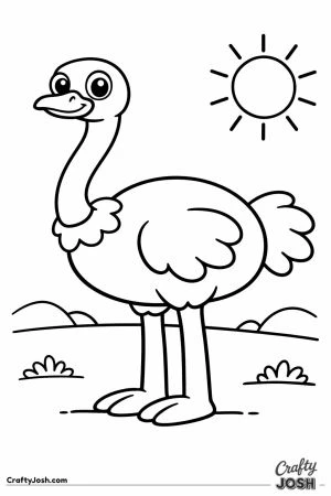 Friendly ostrich side view simple