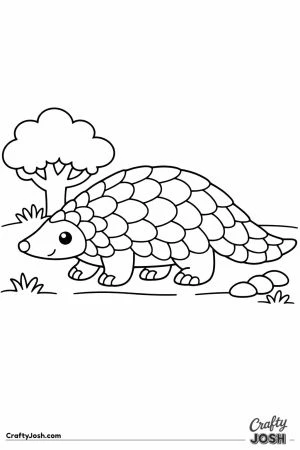 Friendly pangolin walking with scale shapes