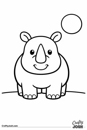 Friendly rhinoceros front facing simple