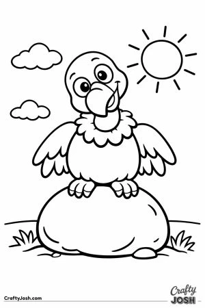 Friendly vulture sitting on rock simple