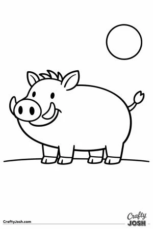 Friendly warthog side view simple