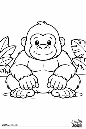Gentle gorilla sitting calm pose