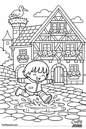 Germany romantic road half timbered house child