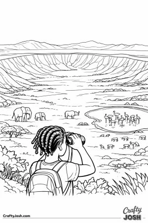 Girl at ngorongoro crater rim viewing