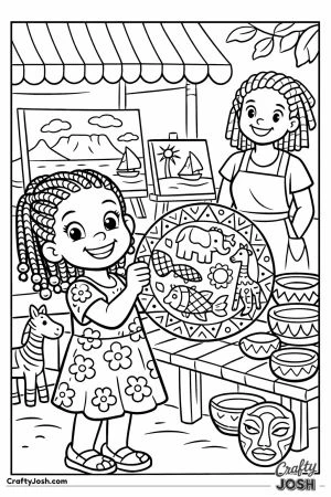 Girl choosing patterned craft plate cape town market