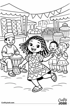 Girl dancing at west african market