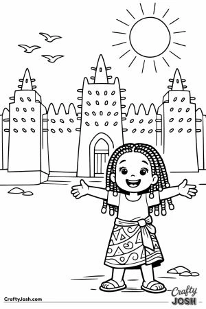 Girl in front of djenne great mosque