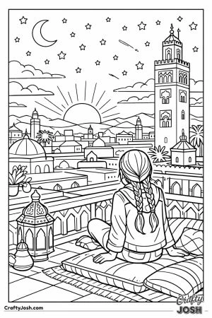 Girl on riad rooftop marrakech skyline