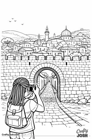 Girl photographing harar ancient city gate