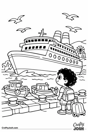 Greek island ferry arrival child