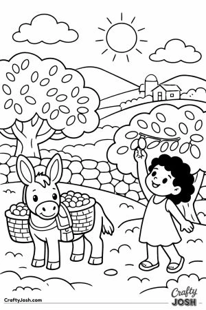 Greek olive grove child donkey