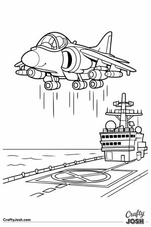Harrier jump jet hovering carrier